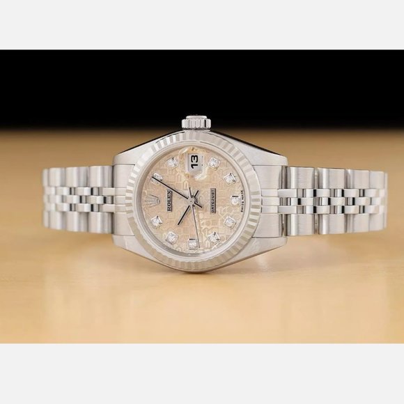 MINT ROLEX DATEJUST SILVER GOLD DIAMOND WATCH main image 5